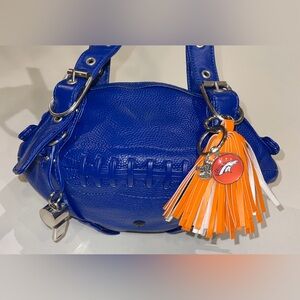Denver Broncos blue leather football purse